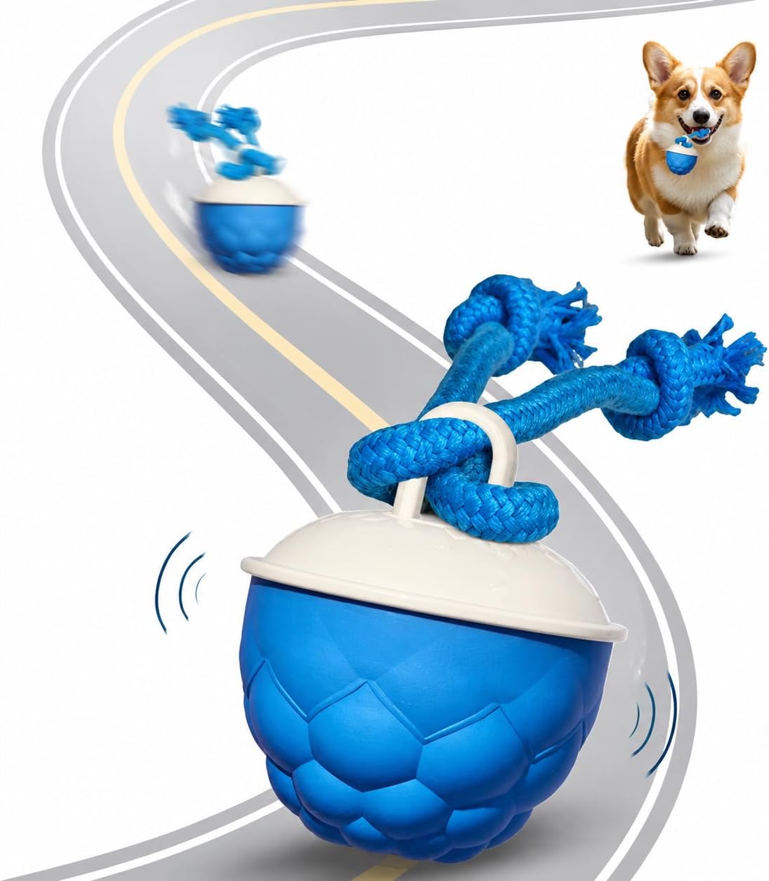 Interactive Motion-Activated Dog Toy with Rope – Rechargeable Smart Ball for Small Dogs, Featuring 3 Speed Modes and Durable Design