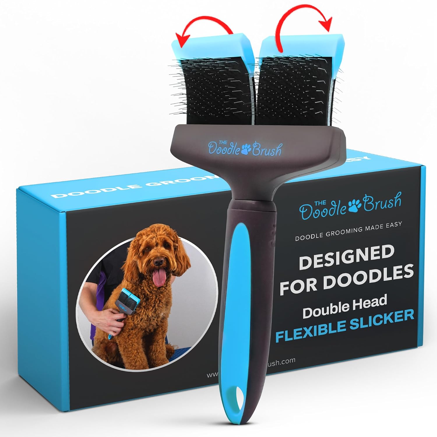 Slicker Brush for Dogs - Dual Head Grooming Tool for Tangle-Free Coat Care, Ideal for Poodles, Labradoodles, and Sheepadoodles, Promotes Healthy and Shiny Fur