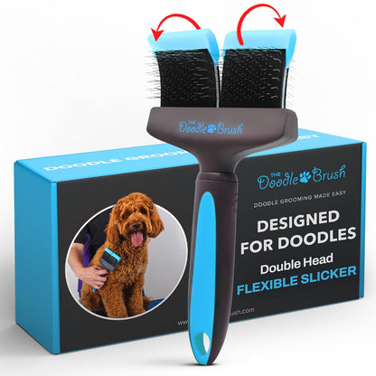 Slicker Brush for Dogs - Dual Head Grooming Tool for Tangle-Free Coat Care, Ideal for Poodles, Labradoodles, and Sheepadoodles, Promotes Healthy and Shiny Fur