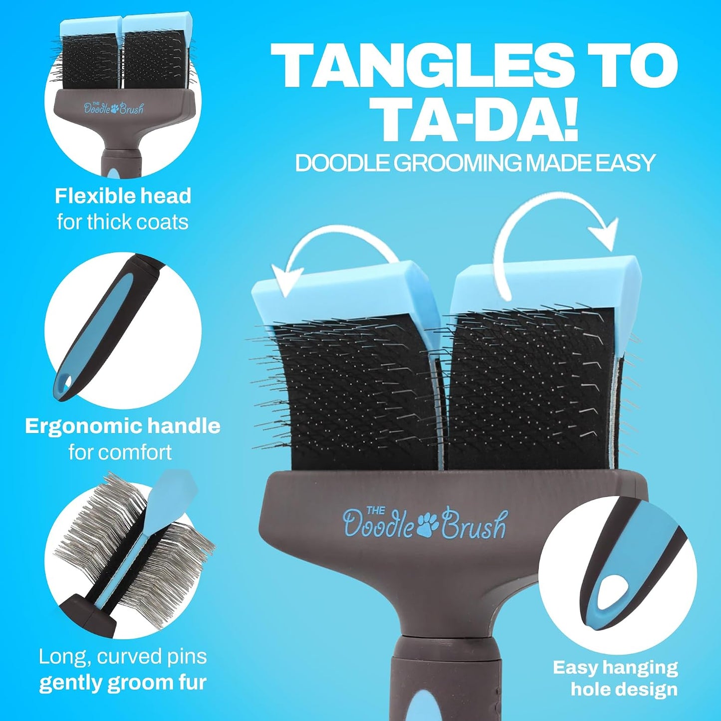 Slicker Brush for Dogs - Dual Head Grooming Tool for Tangle-Free Coat Care, Ideal for Poodles, Labradoodles, and Sheepadoodles, Promotes Healthy and Shiny Fur