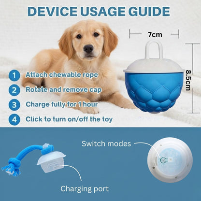 Interactive Motion-Activated Dog Toy with Rope – Rechargeable Smart Ball for Small Dogs, Featuring 3 Speed Modes and Durable Design