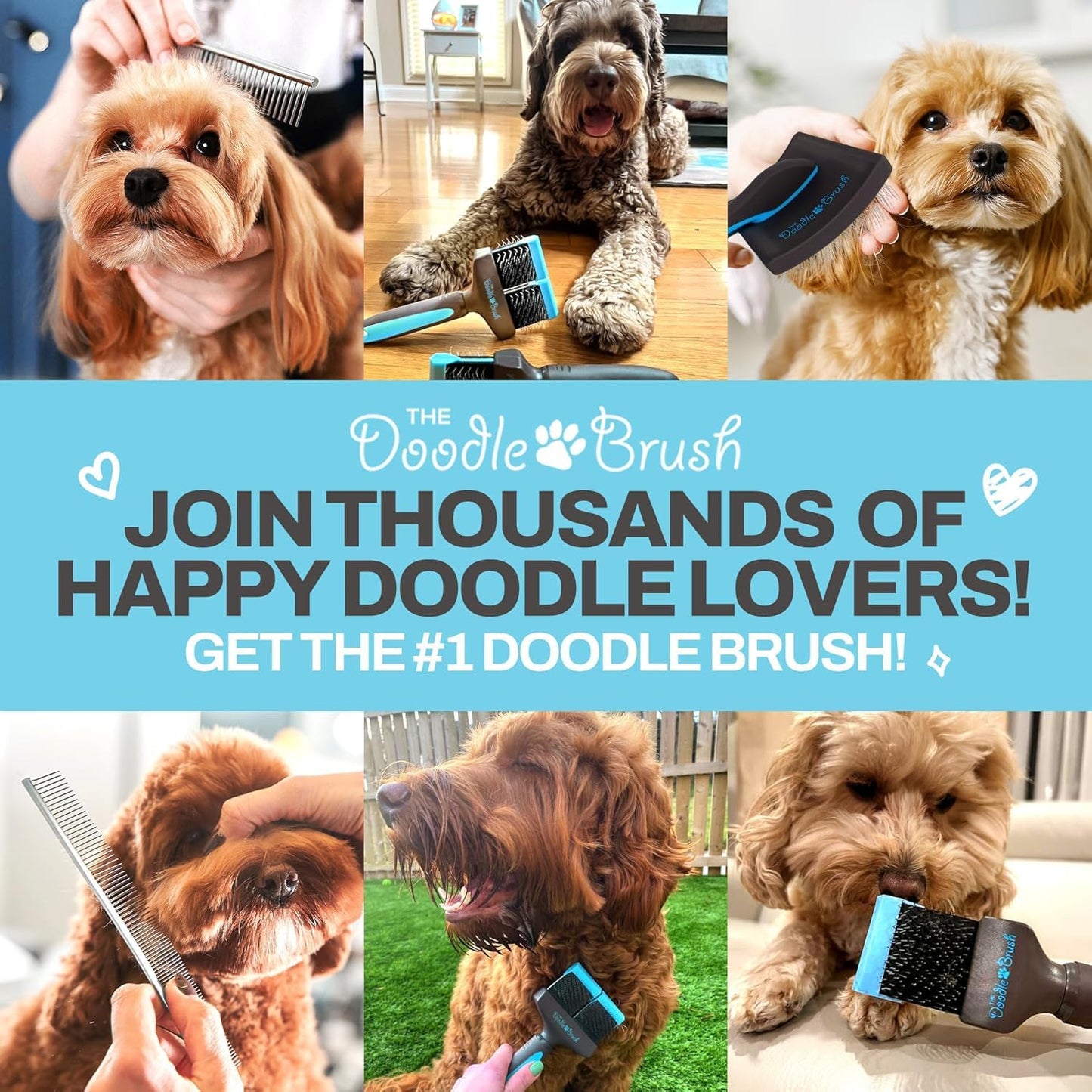 Slicker Brush for Dogs - Dual Head Grooming Tool for Tangle-Free Coat Care, Ideal for Poodles, Labradoodles, and Sheepadoodles, Promotes Healthy and Shiny Fur