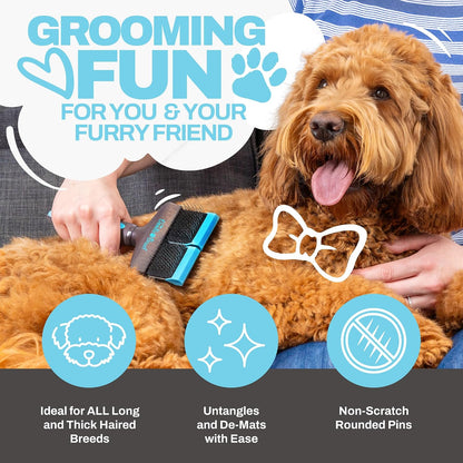 Slicker Brush for Dogs - Dual Head Grooming Tool for Tangle-Free Coat Care, Ideal for Poodles, Labradoodles, and Sheepadoodles, Promotes Healthy and Shiny Fur