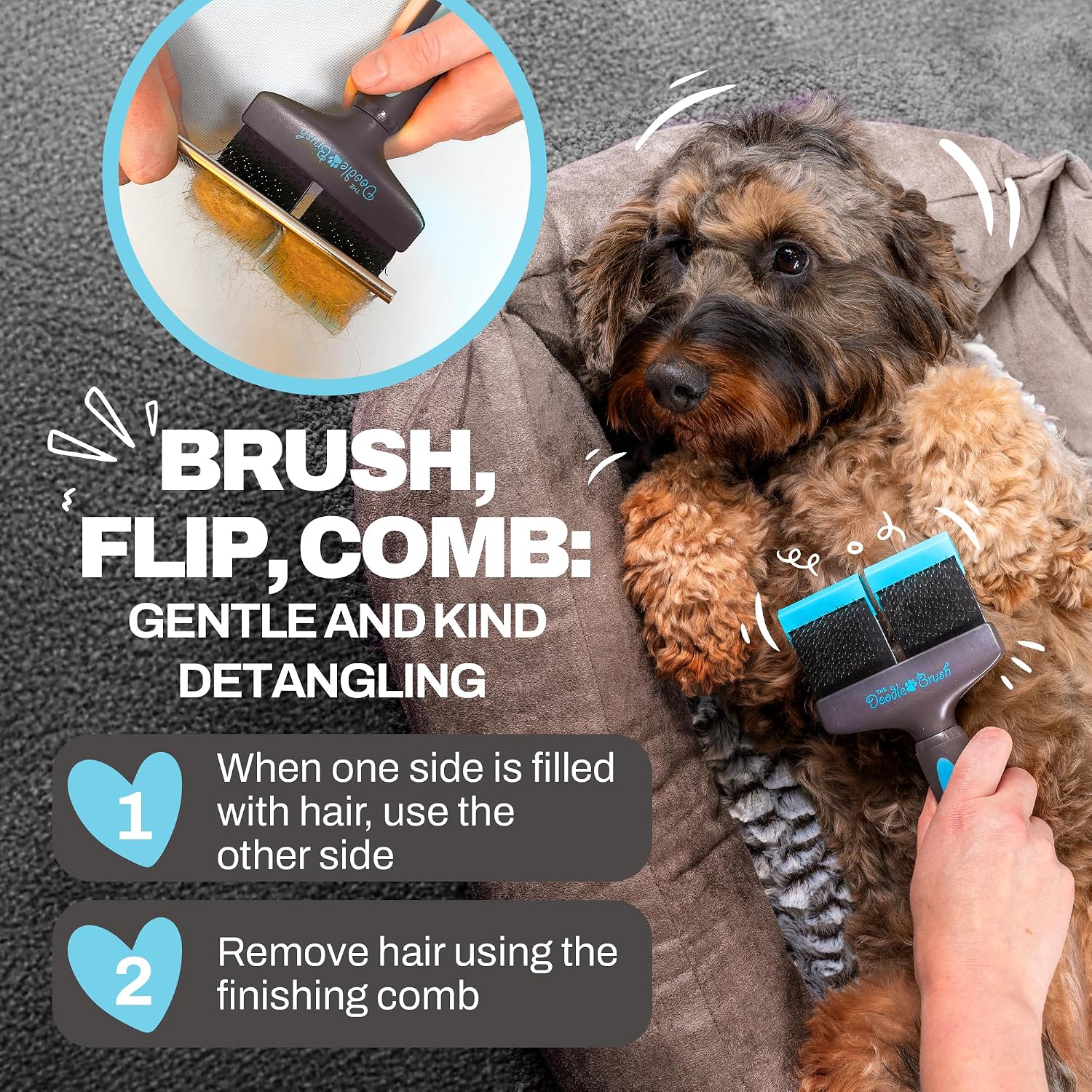 Slicker Brush for Dogs - Dual Head Grooming Tool for Tangle-Free Coat Care, Ideal for Poodles, Labradoodles, and Sheepadoodles, Promotes Healthy and Shiny Fur